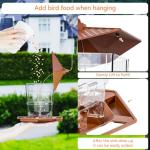 Yieach Hanging Bird Feeder for Outdoors,Large Hopper Squirrel Proof Birdfeeder for Cedar,Red,Cardinal,Blue Jay and Wild Birds,Easy to Feel Birdhouse & Bird Seed Feeder & Gazebo for Outside,Tree,Brown