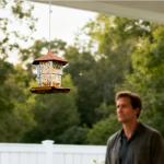 Yieach Hanging Bird Feeder for Outdoors,Large Hopper Squirrel Proof Birdfeeder for Cedar,Red,Cardinal,Blue Jay and Wild Birds,Easy to Feel Birdhouse & Bird Seed Feeder & Gazebo for Outside,Tree,Brown