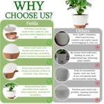 Fielda 8/10/12 Inch Self Watering Pots for Indoor/Outdoor Plants - Large Plastic Planter with Drainage Holes, Water Level Indicator & Deep Reservoir, Modern Decorative Flower Pots (White)