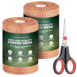 3rd Gen Copper Mesh Rodent Control Kit, 100% Pure Copper Wool for Slugs Snail Pest Bird Mice Rat Control, 2 Rolls Mesh Roll Wrap Wire with Scissors