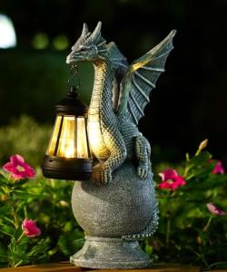 Qeeman Dragon on Ball Statues: Garden Decor Outdoor Decorations Art Figurine for Patio Balcony Yard Lawn