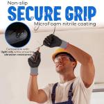 HANDLANDY 6 Pairs Safety Work Gloves with MicroFoam Nitrile Coated - Max Abrasion Resistance Nylon Gloves with Grip for Men & Women, Ideal for DIY, Mechanic, Construction, Gardening - Large