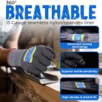 HANDLANDY 6 Pairs Safety Work Gloves with MicroFoam Nitrile Coated - Max Abrasion Resistance Nylon Gloves with Grip for Men & Women, Ideal for DIY, Mechanic, Construction, Gardening - Large