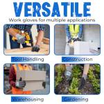 HANDLANDY 6 Pairs Safety Work Gloves with MicroFoam Nitrile Coated - Max Abrasion Resistance Nylon Gloves with Grip for Men & Women, Ideal for DIY, Mechanic, Construction, Gardening - Large