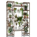 GENTINGBRO Plant Stand Indoor Outdoor 62.2“ Tall Plant Shelf Large Tiered Flower Stands for Multiple Display Wood Hanging Planter Holder for Living Room Garden Balcony Patio Decor