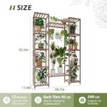 GENTINGBRO Plant Stand Indoor Outdoor 62.2“ Tall Plant Shelf Large Tiered Flower Stands for Multiple Display Wood Hanging Planter Holder for Living Room Garden Balcony Patio Decor
