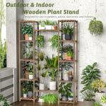 GENTINGBRO Plant Stand Indoor Outdoor 62.2“ Tall Plant Shelf Large Tiered Flower Stands for Multiple Display Wood Hanging Planter Holder for Living Room Garden Balcony Patio Decor