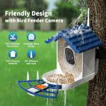 Smart Bird Feeder with Camera Solar Powered & AI Bi rd Identification, 2.4Ghz WiFi Bird feeders for Outdoors, 2K Live Video, Nstant Arrival Alerts - Best Gifts for Bi rd Lovers（Indigo Blue）
