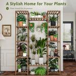 GENTINGBRO Plant Stand Indoor Outdoor 62.2“ Tall Plant Shelf Large Tiered Flower Stands for Multiple Display Wood Hanging Planter Holder for Living Room Garden Balcony Patio Decor