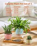 Metahom Ceramic Plant Pots, 3.8+4.9+5.8 Inch, Set of 3 Flower Pots with Drainage Hole & Saucer, Trio Planter Pots Set for House Plants, Home Decor, Vibrant Colors