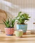 Metahom Ceramic Plant Pots, 3.8+4.9+5.8 Inch, Set of 3 Flower Pots with Drainage Hole & Saucer, Trio Planter Pots Set for House Plants, Home Decor, Vibrant Colors