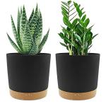 QCQHDU 6.5 inch Plant Pot, 2 Pack Planters for Indoor Plants with Drainage Holes & Saucer, Outdoor Flower Pots Home Garden Modern Decor
