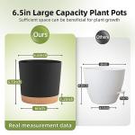 QCQHDU 6.5 inch Plant Pot, 2 Pack Planters for Indoor Plants with Drainage Holes & Saucer, Outdoor Flower Pots Home Garden Modern Decor