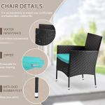 FDW Rattan Furniture Wicker Chair Patio Bristo Set for Outdoor Indoor Use with Loveseats Coffee Table,Blue Cushion, 4-Pieces