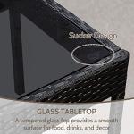 FDW Rattan Furniture Wicker Chair Patio Bristo Set for Outdoor Indoor Use with Loveseats Coffee Table,Blue Cushion, 4-Pieces