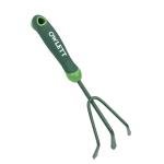Owlett Garden Hand Rake, 3 Prong Hand Cultivator Garden Tool with Ergonomic Rubber Handle, Manual Small Hand Rake Soil Tiller for Digging, Aerating Soil, Weeding, Cultivating with Hanging Hole