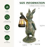 MININOVA Rabbit Garden Statues with Solar Lantern Bunny Outdoor Resin Sculpture for Patio Yard Lawn Decorations Gifts for Mother’s Day Housewarming Christmas