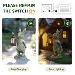 MININOVA Rabbit Garden Statues with Solar Lantern Bunny Outdoor Resin Sculpture for Patio Yard Lawn Decorations Gifts for Mother’s Day Housewarming Christmas
