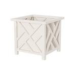 Lattice Design Planter Box - 14.75-Inch-Square Plastic Decorative Outdoor Flower or Plant Pot - Front Porch, Patio, and Garden Decor by Pure Garden, White, (Pack of 1)