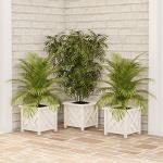 Lattice Design Planter Box - 14.75-Inch-Square Plastic Decorative Outdoor Flower or Plant Pot - Front Porch, Patio, and Garden Decor by Pure Garden, White, (Pack of 1)