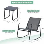Ainfox 3 Piece Patio Outdoor Furniture Set, Textilene Fabric Patio Conversation Bistro Set with Rocking Bistro Chairs and Table, Small Patio Furniture Set for Backyard, Lawn, Garden, Poolside