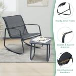 Ainfox 3 Piece Patio Outdoor Furniture Set, Textilene Fabric Patio Conversation Bistro Set with Rocking Bistro Chairs and Table, Small Patio Furniture Set for Backyard, Lawn, Garden, Poolside