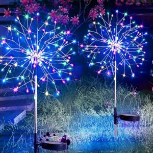 suddus Solar Garden Lights Outdoor Waterproof Decorative, 2Pack 150LED Firework Lights 8 Modes, Multicolor Solar Fairy Light for Yard, Patio, Pathway, Flowerbed Party Wedding Decor