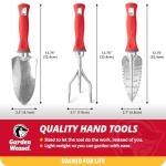 Garden Weasel 3-Piece Hand Tool Combo Set | Trowel, Transplanter and Cultivator | Heavy Duty Lawn and Garden Set, Digging, Planting, and Weeding | 91370-Q