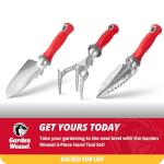 Garden Weasel 3-Piece Hand Tool Combo Set | Trowel, Transplanter and Cultivator | Heavy Duty Lawn and Garden Set, Digging, Planting, and Weeding | 91370-Q
