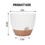 YNNICO 12 Inch Large Self Watering Plant Pot Set, Flower Pots with Multi-Mesh Drainage Holes and Saucer, Suitable for Indoor and Outdoor Garden Plants, White.