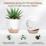 YNNICO 12 Inch Large Self Watering Plant Pot Set, Flower Pots with Multi-Mesh Drainage Holes and Saucer, Suitable for Indoor and Outdoor Garden Plants, White.