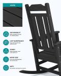 SERWALL Black Outdoor Rocking Chair Set of 2, All Weather Patio Rocking Chair, HDPE Poly Rocking Chair for Adults, Heavy Duty Front Porch Rocker