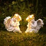 Juliahestia Angel Statue Garden Decor for Outside Solar Outdoor Decorations Patio Cherub Christmas Yard Porch Home Lawn Art Light up Figurine Memorial Sculpture Gift for Mom Mother Grandma