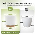 QCQHDU 10 inch Plant Pot, 2 Pack Planters for Indoor Plants with Drainage Holes & Saucer, Outdoor Flower Pots Home Garden Modern Decor
