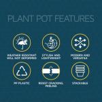 Lifemaster Eco Friendly Plant Pot Set -5-Pack Home Decor Flower Indoor and Outdoor Plastic Pots with Drainage Holes, Assorted Sizes (7", 6.6", 6", 5.3", 4.8") - Stackable Garden Versatile Planters