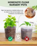 homenote Clear Nursery Pots for Plant,3/4/5 Inch Plant Pot for Planting Plastic Seedling with Drainage Holes Seed Starter Flower High Transparency 20 Labels Excellent Hardness(30 Pack)