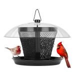 Kingsyard Bird Feeder for Outside, Dual-Use Metal Mesh Wild Bird Feeder with Weatherproof Dome Dual, 2.5 lbs Seed Capacity for Finch Cardinal