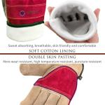 WZQH Leather Work Gloves for Women, Medium Glove for Gardening, Tig/Mig Welding, Construction, Chainsaw, Farm, Ranch, etc. Cowhide, Cotton Lined, Utility, Firm Grip, Durable. Rose Red - Grey M