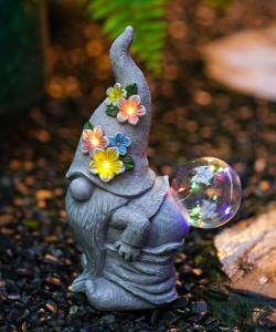 Acgarten Funny Garden Gnome Statue with Lights, Outdoor Sculpture Decor for Home Yard Lawn Porch Balcony Patio,Gardening Gifts for Women Mom Grandma