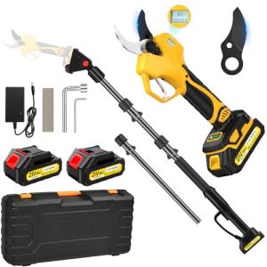 Electric Pruning Shears Cordless with 8FT Pole, Max Cutting Diameter 2 inch(50mm), 21V 2*2Ah, 1000w Brushless Motor, Working time 6-10 h, Electric Pruning Shears Suitable for Gardens, Orchards, Farms
