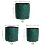 Meowell 6/5/4 inch Plant Pots, 3 Pack Cylinder Flower Pots for Small Indoor Outdoor Plants, Plastic Planters with Drainage Holes and Saucers for Garden Succulent Plants, Black with Green Speckles