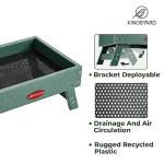 Kingsyard Ground Bird Feeder for Outdoors - Recycled Plastic Platform Feeder for Wild Birds, Squirrels, Chicken, 5 LBS Large Capacity, Green