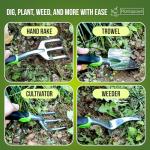 8 PCS Gardening Tools Set with Bag | Heavy-Duty Rust-Proof Hand Tools with Plastic Handles Includes 15 Plant Tags | Ideal Gift for Women, Men, Mom, Dad & Gardeners