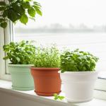 Pottiffe 10 Inch Plastic-Flower-Pot-for-Indoor-Plants, 4 Pack Large Outdoor Planter Pot with Drainage Holes & Saucers, Resin Decorative Garden Pots Planters