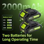 JAGROM Electric String Trimmer Cordless with 2x2.0Ah Battery, 20V Battery Powered 12-inch Lawn Mover & Edger Lawn Tool with Charger, Powered Grass Trimmer with 8pcs Spool Line for Yard, Garden, Green