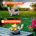 YDKOJGW Solar Garden Outdoor Statues with Succulent and 7 LED Lights - Lawn Decor Tortoise Statue for Patio, Balcony, Yard Ornament - Unique Housewarming Gifts (Gray Turtle)