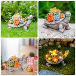 YDKOJGW Solar Garden Outdoor Statues with Succulent and 7 LED Lights - Lawn Decor Tortoise Statue for Patio, Balcony, Yard Ornament - Unique Housewarming Gifts (Gray Turtle)