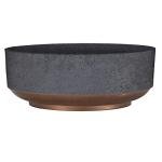 The HC Companies 8 Inch Round Plastic Succulent Capri Bowl 8"x8"x3" in Faux Concrete Color with Copper Band