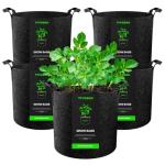 VIVOSUN 5-Pack 3 Gallon Plant Grow Bags Heavy Duty Thickened Nonwoven Fabric Pots with Handles