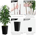 Artificial Dracaena Plant Indoor 5FT - Fake Tree with White Tall Planter - Faux Yucca Tall Fake Floor Plant in Pot - Artificial Trees for Home Office Living Room Decor Indoor